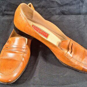 Vintage Cole Haan Leather Brown Slip On Low Heel Loafers Shoes Size 8.5 Italy